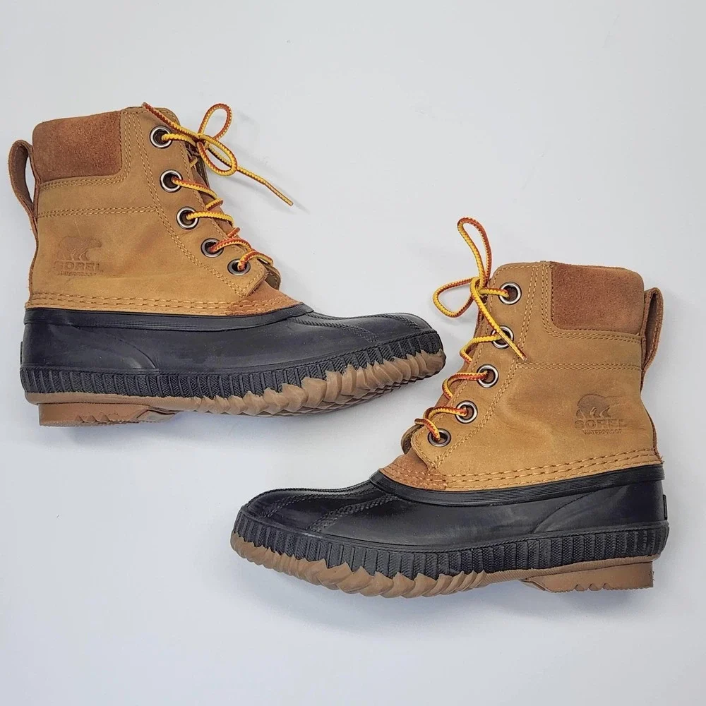 Sorel Boots Kids Size 3 Brown Leather Waterproof Duck Snow Winter Lace Up Ankle